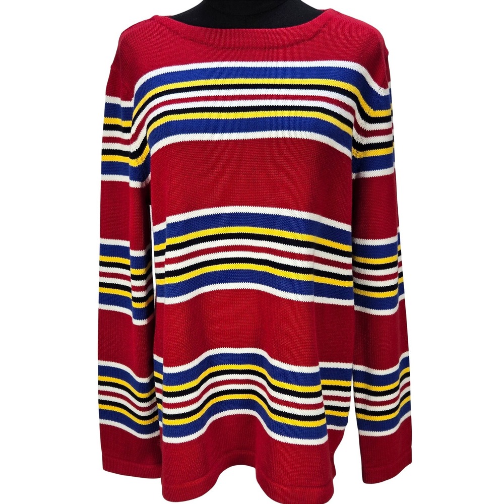 Lauren Ralph Lauren Red Striped Crewneck Sweater